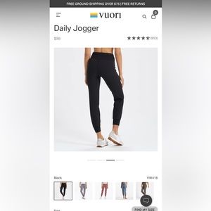 NWT Vuori Women’s Daily Jogger, Black, XS